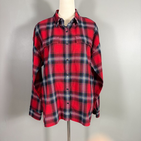 LL Bean Signature Camp Flannel Shirt Womens XL Plaid Heavyweight Lumberjack Cozy - Picture 1 of 8